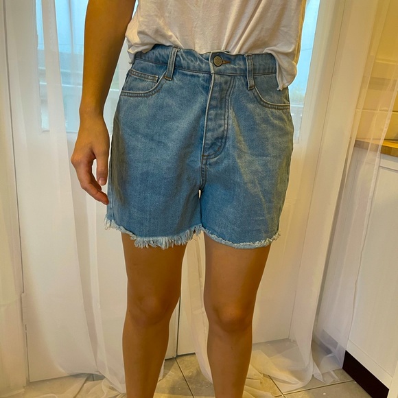 Ghanda Shorts Highwaisted Mid Wash Denim Shorts Poshmark